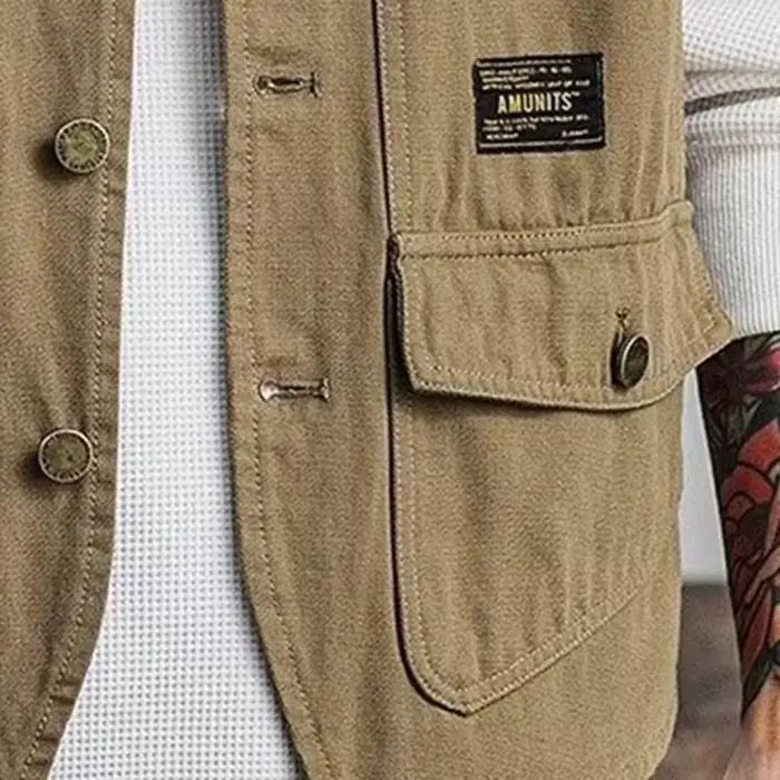 Veste de pêche sans manches pour hommes - Style coréen à poches solides - Veste de pêche homme extérieure
