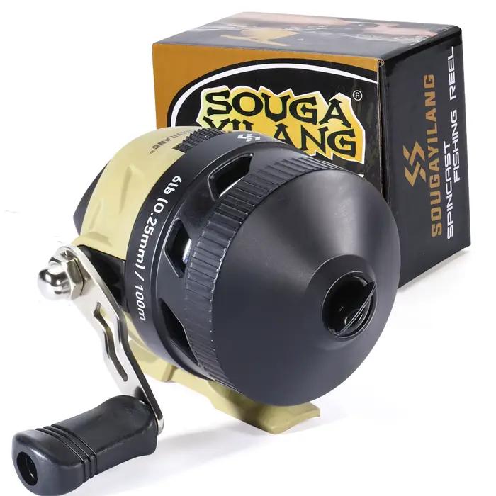 Moulinet casting Sougayilang ratio 3.4 pour pêche en eau douce - Bobine aluminium avec ligne nylon
