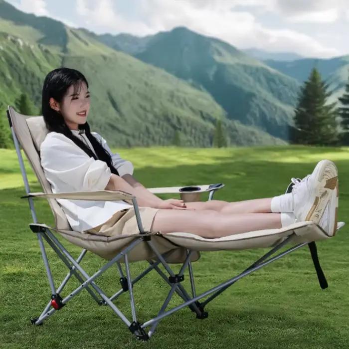 Chaise de pêche inclinable portable avec dossier réglable - Siège rembourré pour plage, camping et voyage