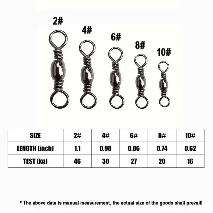 Émerillons à roulement Goture 200 pièces acier inoxydable 16-46kg connecteur ligne pêche