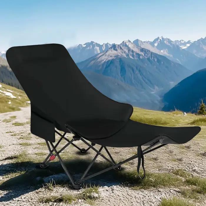 Chaise pliante portable avec sac de rangement et repose-pieds pour camping et pêche