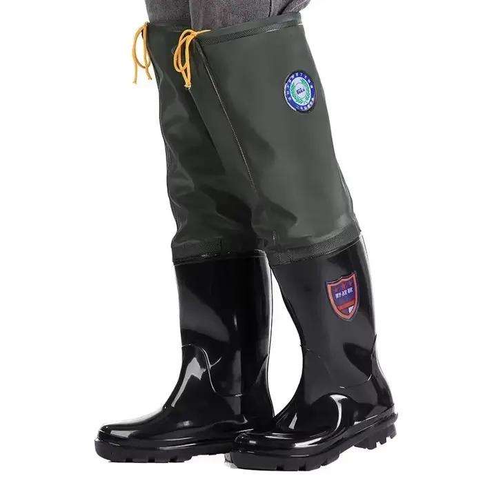 Pantalon de pêche imperméable renforcé avec bottes intégrées antidérapantes et résistantes à l'usure