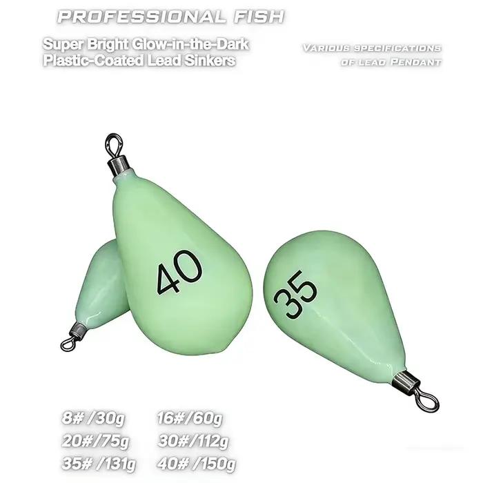Plomb de pêche lumineux en forme de larme avec émerillon 8-60# 30g-150g pour la pêche de nuit
