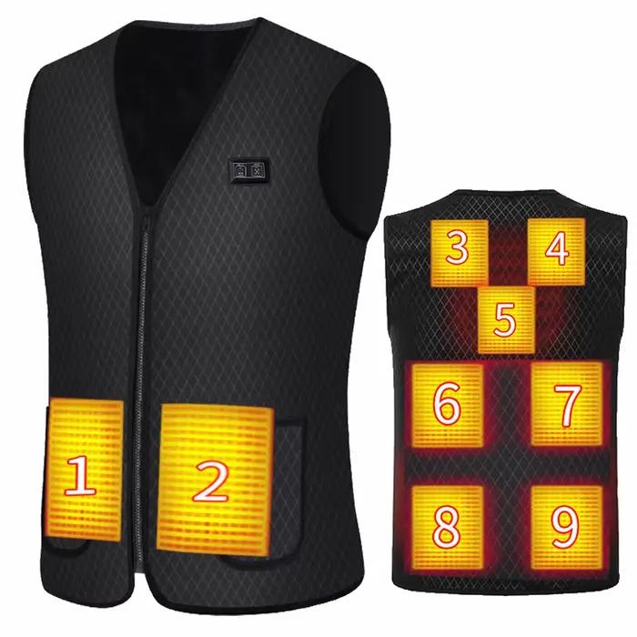 Veste chauffante graphene USB camping - Manteau électrique chauffant sport homme femme hiver