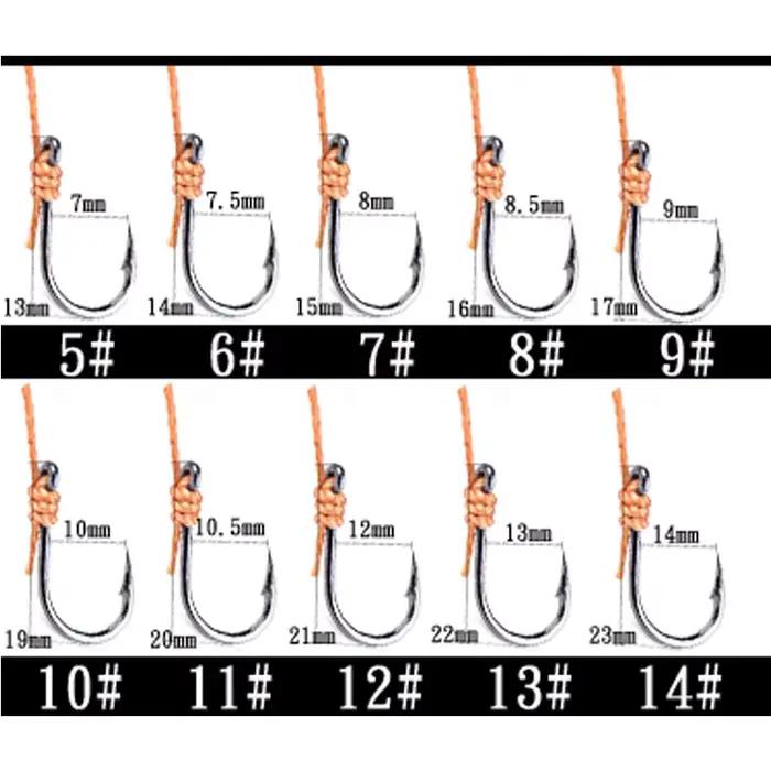 Hameçon simple acier inoxydable 5#-14# avec émerillon et leurres pour pêche combinée