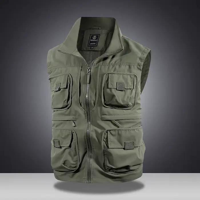 Veste sans manches homme multifonction pêche travail printemps automne respirante à poches multiples
