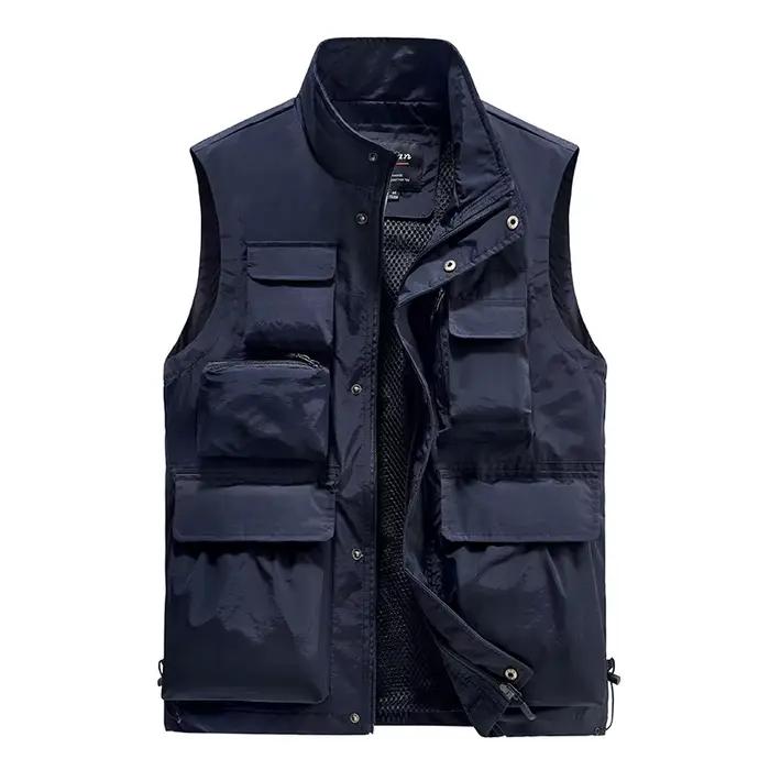 Veste de pêche homme multi-poches pour équipement extérieur, reportage et photographie