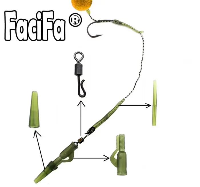 10 sets accessoires carpe avec lead clip, swivels anti-tangle et manchons caoutchouc pour montages