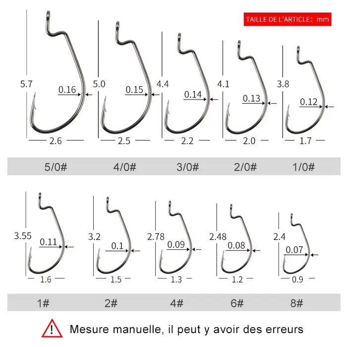 Hameçons souples MEREDITH 50 pièces - Hameçons carbone pour vers souples et leurres jerkbait