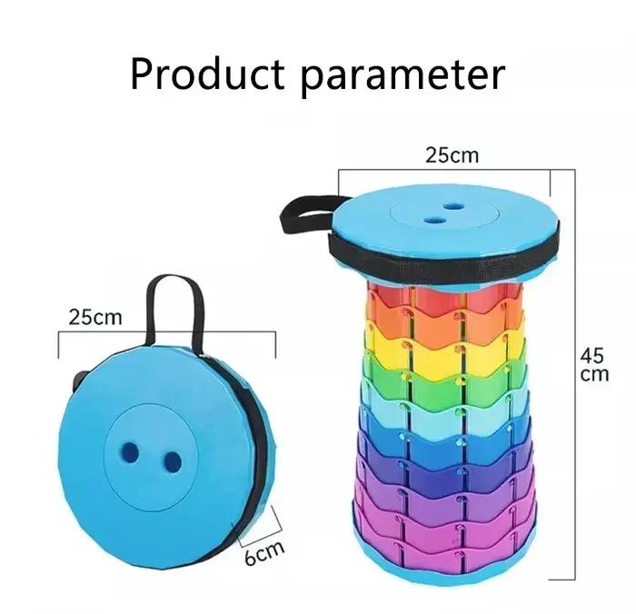 Tabouret rétractable arc-en-ciel épais pour train, pêche et sorties extérieures portables