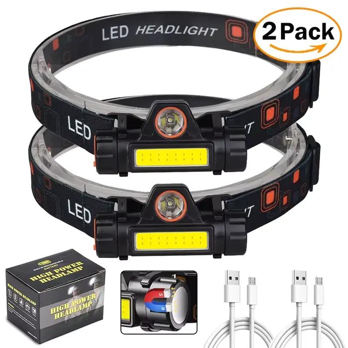 Pack lampe frontale COB LED magnétique étanche super lumineuse pour pêche professionnelle