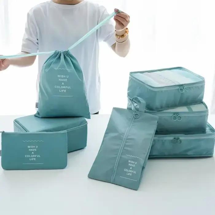 Set 7 sacs rangement voyage pêche cubes compression - Organisateur valise vêtements technique pêcheur