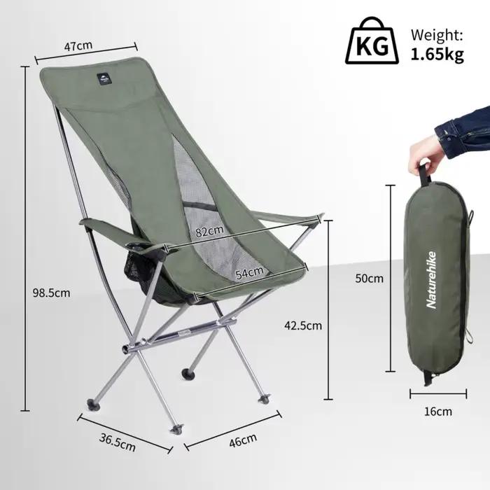 Fauteuil Naturehike dossier haut extérieur - Siège confortable ergonomique pour pêche et camping