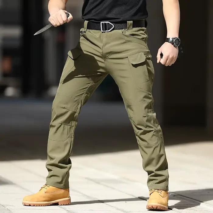 Pantalon militaire tactique ville homme - Imperméable résistant - Entraînement pêche multi-poches