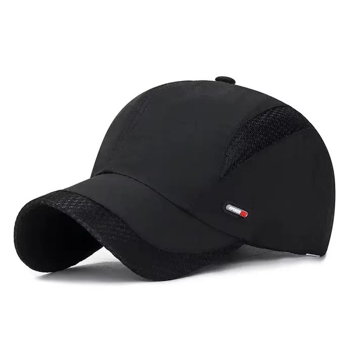 Chapeau soleil mesh rouge étiquette cuir pêche sport outdoor séchage rapide protection UV été