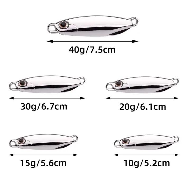 Set de 10 cuillères métal 10-40g - Jig casting pour pêche du bar en mer et carnassiers