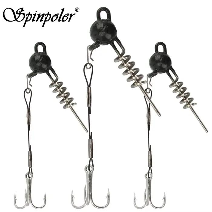 Montage pêche leurre souple avec hameçon triple acier pour brochet sandre perche et black bass