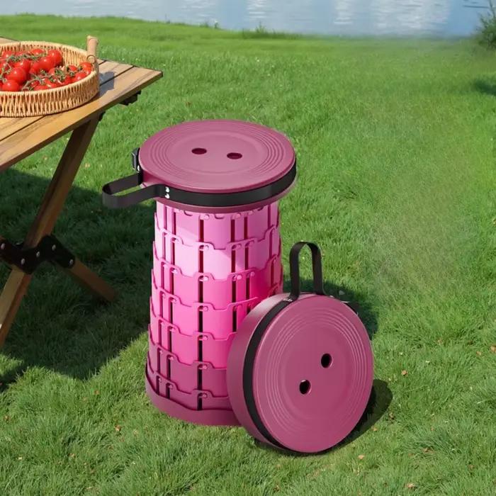 Tabouret pliant hauteur réglable pieds antidérapants pour pêche BBQ camping randonnée portable