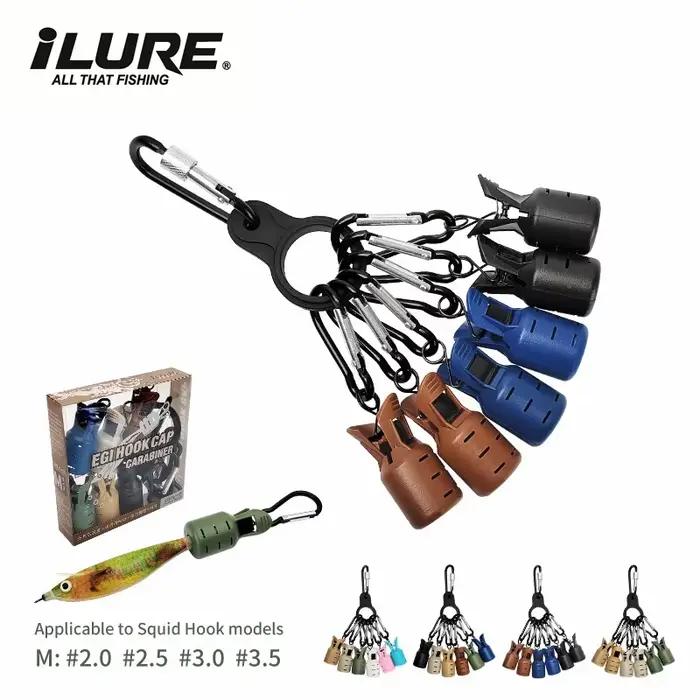 Kit protecteur leurre calmar 6 pièces taille M - Hameçons Webfoot Octopus Egi avec capuchon