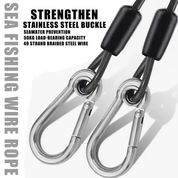 Laisse élastique pêche SAMOLLA robuste : corde sécurité inox télescopique 1.5-3m pour fixer équipement