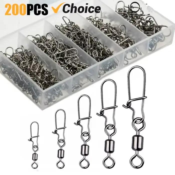 Kit émerillons à roulement acier inoxydable 4#-12# pour pêche en mer et eau douce, 50 à 200 pièces