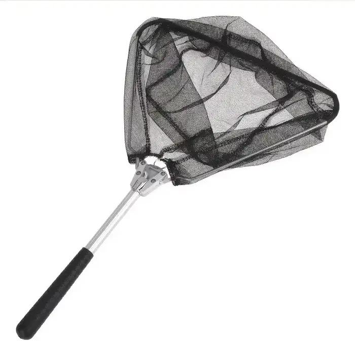 Filet de pêche pliable triangulaire aluminium léger et durable noir outil pratique portable