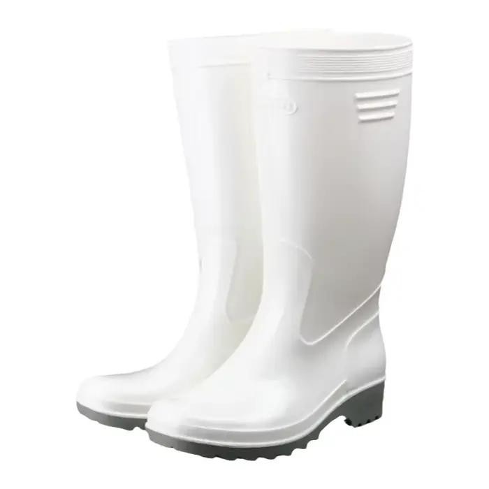 Bottes de pêche blanches anti-dérapantes mi-mollet imperméables pour chef et extérieur