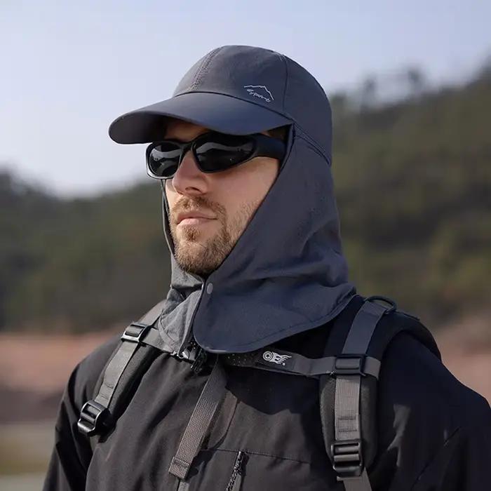 Chapeau de soleil unisexe avec châle - Léger pour pêche sportive et protection solaire