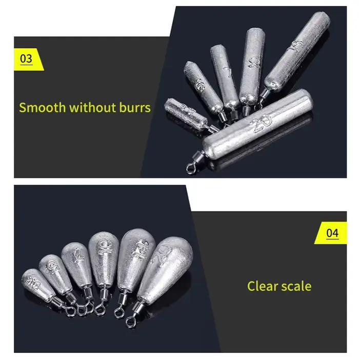 Lot de 5 plombs Drop Shot 2g à 20g pour pêche aux leurres souples - Poids pour appâts