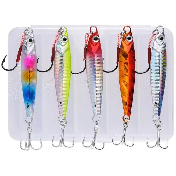 Kit 5 jigs métal 7g-40g pour pêche trolling et jigging - Leurres poids pour bass et truite de mer