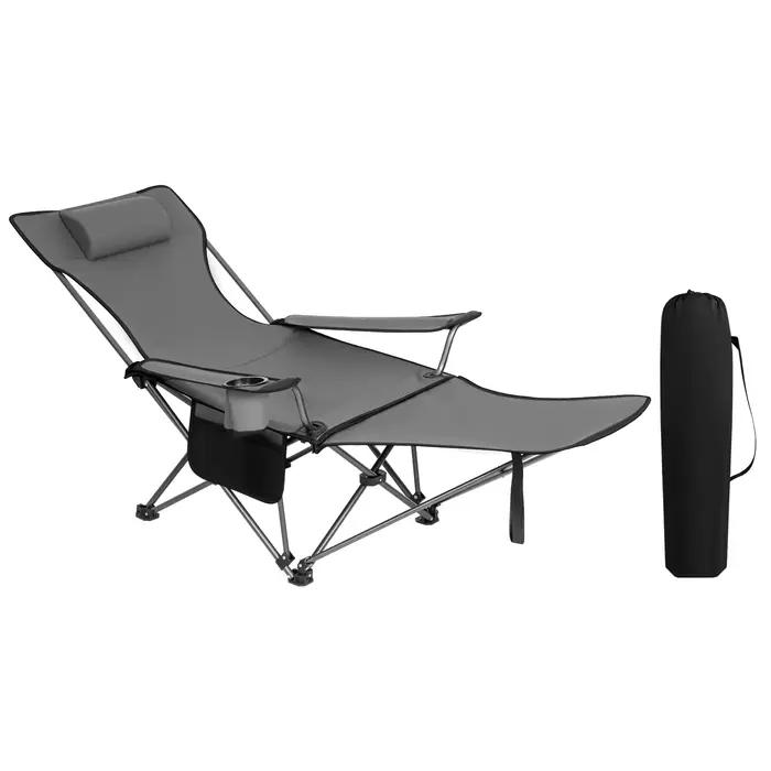 Chaise pliante pêche camping WOLTU avec repose-tête et repose-pieds réglables