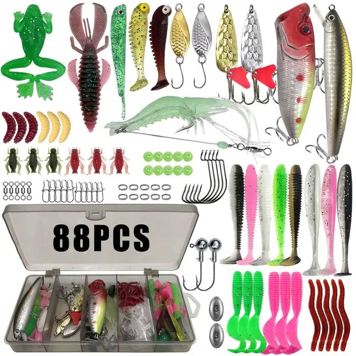 Kit pêche 86 à 366 pièces pour truite brochet black bass - coffret leurres multi-techniques complet