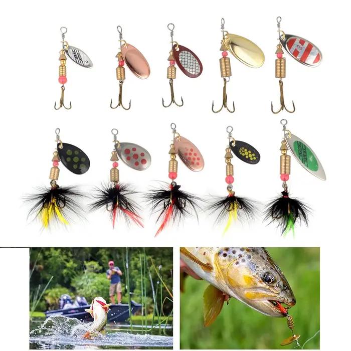 Set 10 cuillères spinner métalliques pour brochet - Spoonbaits et crankbaits kit complet