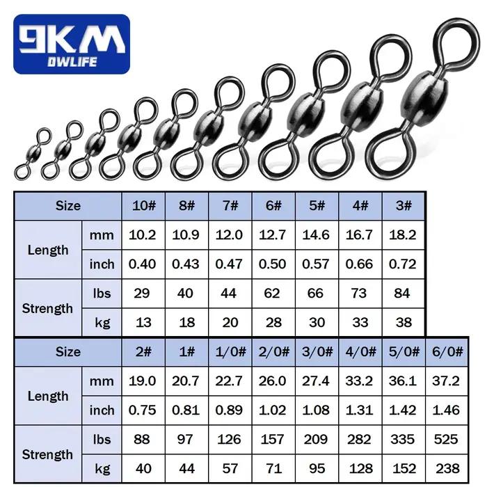 Émerillons Crane 50~200pcs inox et laiton pour pêche mer - Connecteurs ligne rotation anti-torsion