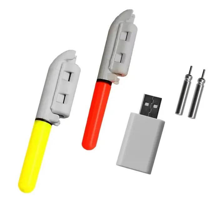 2 bâtons lumineux électroniques pêche nuit batterie rechargeable étanche tige télescopique clip