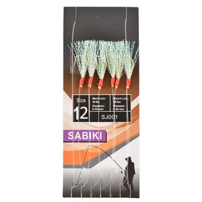 Pack de 6 leurres sabikis souples avec plumes - Montages pour maquereau et pêche en mer