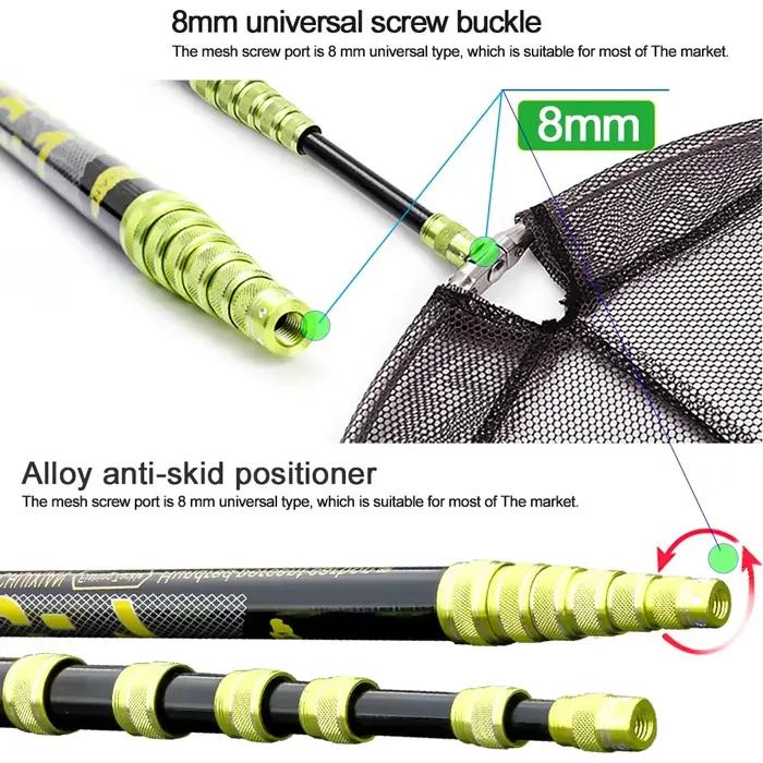 Manche télescopique BAKAWA 2.1M à 4.0M pour épuisette pêche eau douce et mer - Accessoire ultraléger