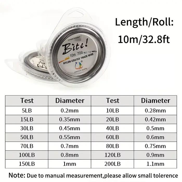 Leader acier pêche mer 10m X7 nylon : 2 fils 0.2-1mm pour bar et gros carnassiers (5-150LB)
