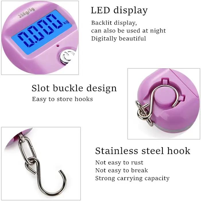 Mini balance numérique 25kg pour pêche et voyage - Précision 5g, crochet porte-clés LCD