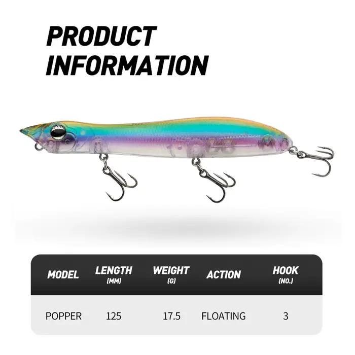 Leurre Popper Topwater 12cm Flottant pour Bass et Snakehead, Appât Dur avec Rattle et Wobble pour la Pêche