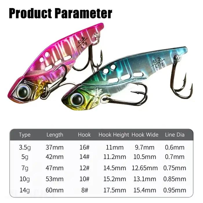 Leurre VIB 3g à 14g pour truite et perche - Cuiller vibrante métallique jerkbait swimbait