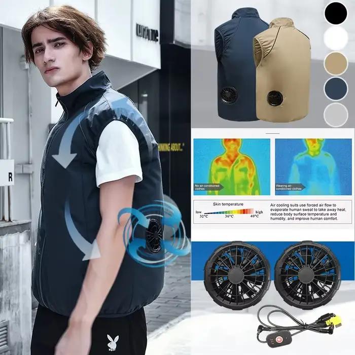 Veste rafraîchissante climatisation homme été pêche USB ventilateur refroidissement sport