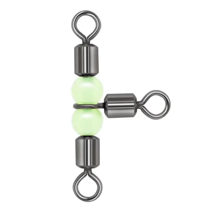 Émerillons DNDYUJU 3 voies avec perles lumineuses - 10 pièces pour montages de pêche et lignes de fond