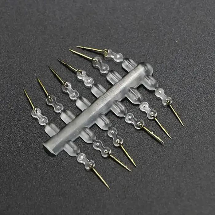 12 pics à appâts métalliques pour montages hair rig avec élastique transparent pour pêche à la carpe