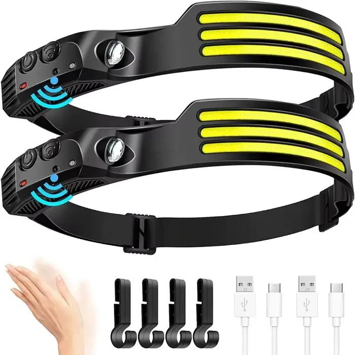 Frontale LED COB rechargeable USB détection mouvement - lampe tête camping pêche extérieur