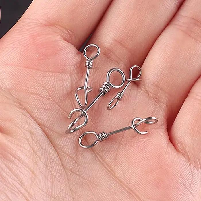 Connecteurs rapides pour leurres clips inox résistants à l'eau de mer crochet barbelé acier à haute teneur en carbone pour pêche en eau douce et en mer