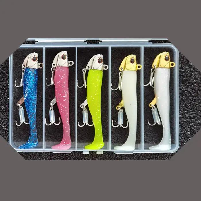 Leurre souple lumineux 24g 105mm pour bar et daurade, leurre de pêche 5 pièces appât artificiel glow