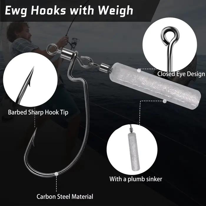 Hameçons drop shot EWG avec plombs 5pcs, montage prêt pour pêche verticale et précise