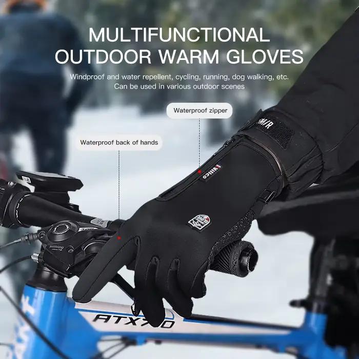 Gants vélo hiver homme femme touchscreen - Gants chauds tricotés étanches pour cyclisme hivernal