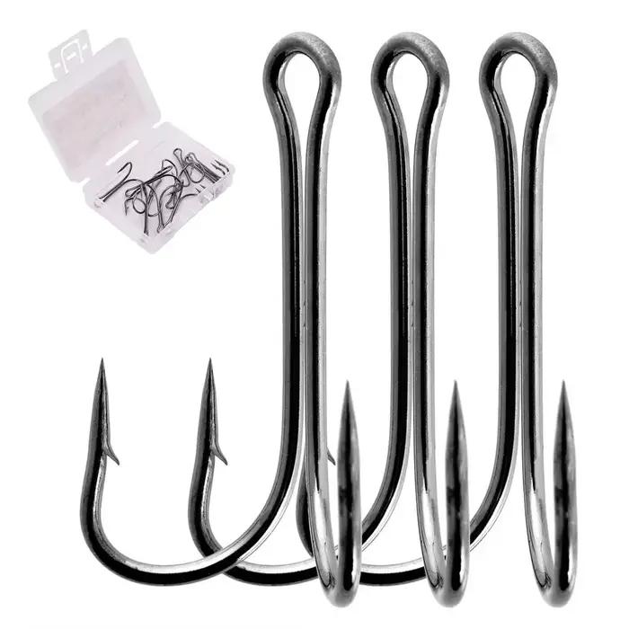 Hameçon double Aorace pour carpe, hameçon crank barbelé acier carbone pour leurres souples et fly tying